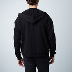 French Terry Zip Bomber Hoodie // Black (XL)