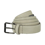 Armani Collezioni // Perforated Stripe Leather Belt // Grey (40)