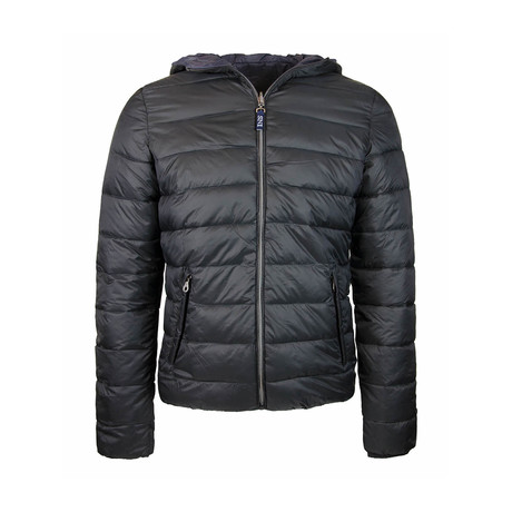Reversible Hooded Puffer Jacket // Black + Storm (S)