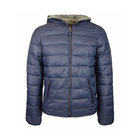 Reversible Hooded Puffer Jacket // Storm + Beige (S)