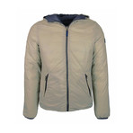 Reversible Hooded Puffer Jacket // Storm + Beige (S)