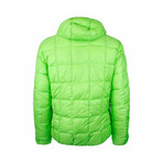 Reversible Hooded Quilted Puffer Jacket // Blue + Lime (XL)