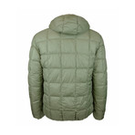 Reversible Hooded Quilted Puffer Jacket // Blue + Military (S)