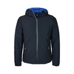 Weather-Resistant Hooded Padded Jacket // Black + Electric (M)