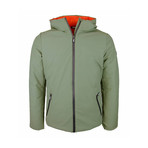 Weather-Resistant Hooded Padded Jacket // Military + Orange (4XL)