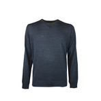Elbow Patch V-Neck Wool Sweater // Dark Melange (L)