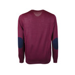 Elbow Patch V-Neck Wool Sweater // Ruby (S)