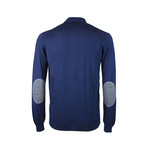 Front Zip Elbow Patch Sweater // Blue (2XL)
