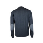 Quarter Zip Elbow Patch Sweater // Dark Melange (XL)