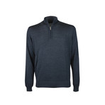 Quarter Zip Elbow Patch Sweater // Dark Melange (3XL)