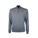 Quarter Zip Elbow Patch Sweater // Grey Melange (L)