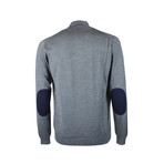 Quarter Zip Elbow Patch Sweater // Grey Melange (L)