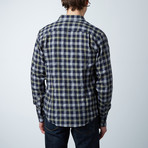 Long-Sleeve Yarn-Dyed Plaid Shirt // Navy + Green (XL)