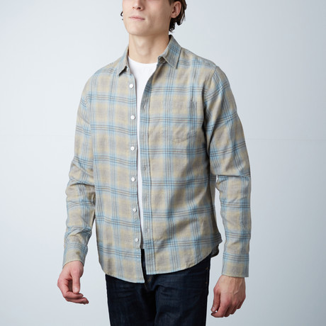 Long-Sleeve Yarn-Dyed Plaid Shirt // Tan (S)