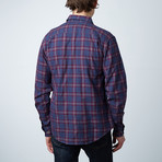 Long-Sleeve Yarn-Dyed Plaid Shirt // Blue + Burgundy (S)