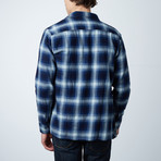 Long-Sleeve Yarn-Dyed Plaid Shirt // Navy + Tan (2XL)