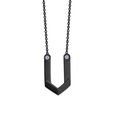 Hexagone Necklace // Black Rhodium + Zirconia