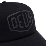 Jersey Shield Trucker Hat // Washed Black