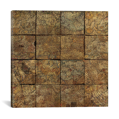 Deconstruction: Map Squares // Leather Print (12"W x 12"H x 0.75"D)