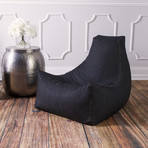 Denim Juniper Bean Bag Chair + Ottoman (Black)