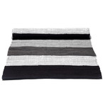 Cotton Rug // Black + Gray + White Striped (21.6"L x 35.1"W)