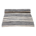 Cotton Rug // Gray + Off-White Striped (21.6"L x 35.1"W)