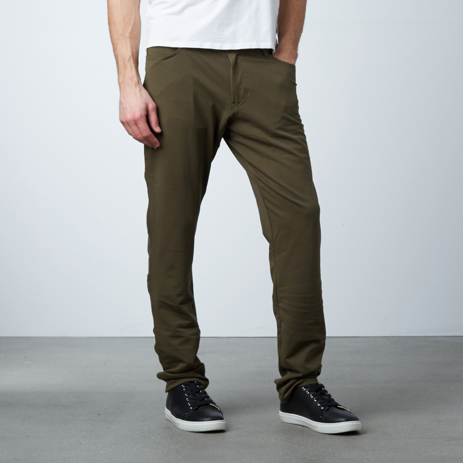 Knit 5 Pocket Pant // Army Green (28WX30L) - Sweat Tailor - Touch of Modern
