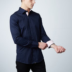 Pierre Dress Shirt // Blue + Salmon Oxford (L)