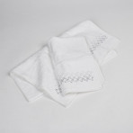 Terry Set + Pied De Poule Embroidery // 2-Piece (White + Navy Blue + Manhattan Gray)