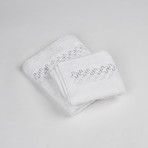 Terry Set + Pied De Poule Embroidery // 2-Piece (White + Navy Blue + Manhattan Gray)