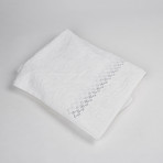 Terry Bath Towel + Pied De Poule Embroidery (White + Navy Blue + Manhattan Gray)