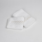 Terry Set + Pied De Poule Embroidery // 2-Piece (White + Navy Blue + Manhattan Gray)