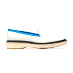 Suede Slipper // White + Bright Blue (Euro: 45)