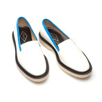 Suede Slipper // White + Bright Blue (Euro: 45)