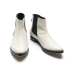 Perforated Leather Pointed Boots // White Perforated (Euro: 40)