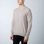 Harper Cashmere V-Neck Sweater // Sand (XL)