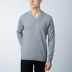 Harper Cashmere V-Neck Sweater // Medium Gray Melange (S)