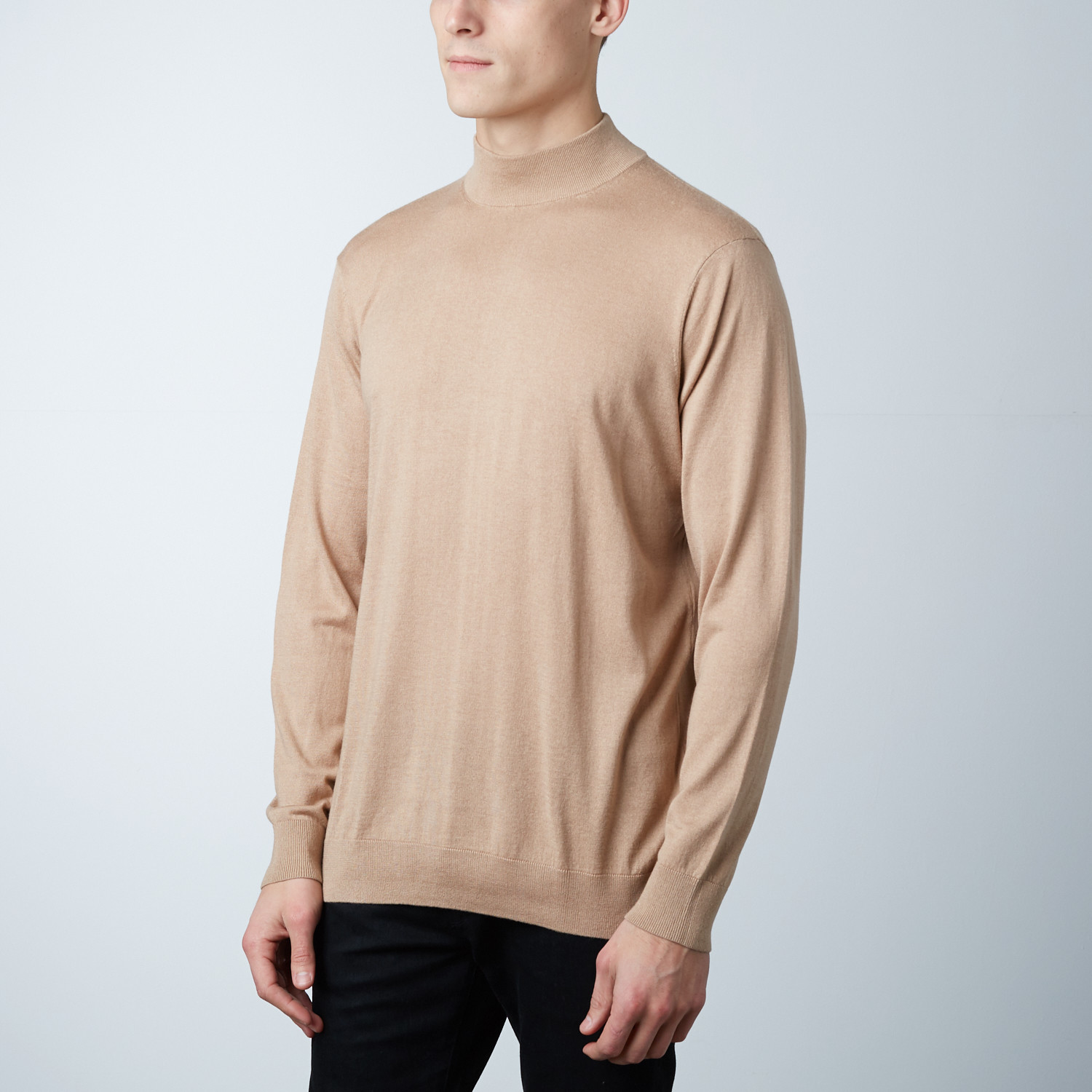 Triumph Silk + Cashmere Mock Neck Sweater // Beige (XL) - silk ...
