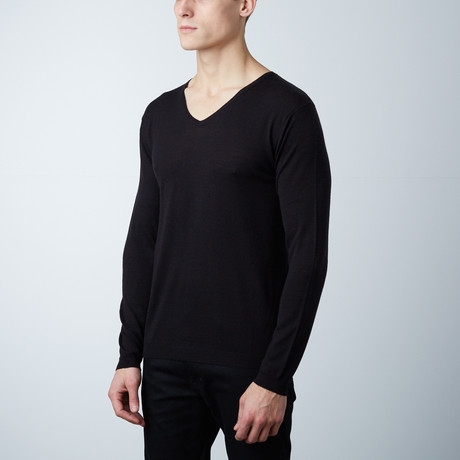 Nobel Wool + Cashmere V-Neck Sweater // Black (S)