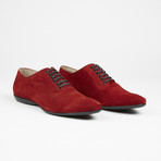 Suede Plain Toe Lace Up // Red (US: 10.5)