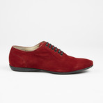 Suede Plain Toe Lace Up // Red (US: 8)