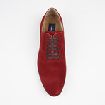 Suede Plain Toe Lace Up // Red (US: 9.5)