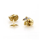 Montegrappa Chaos 18K Yellow Gold Skull Motif Limited Edition Cufflinks // IDCHCLG0 // Store Display
