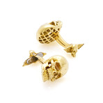 Montegrappa Chaos 18K Yellow Gold Skull Motif Limited Edition Cufflinks // IDCHCLG0 // Store Display