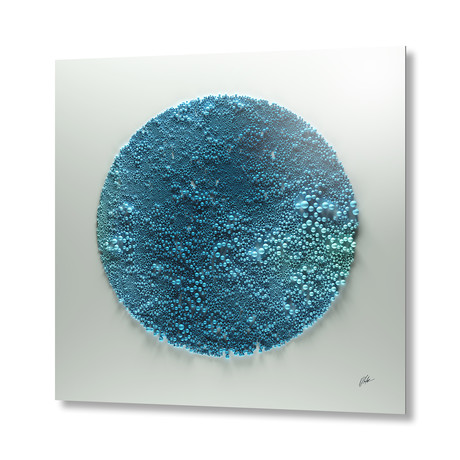Spheres In Circle // Blue (Stretched Canvas // 16"W x 16"H x 1.5"D)