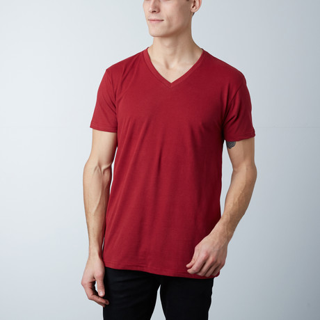 Premium V-Neck T-Shirt // Burgundy (S)