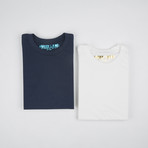 Premium Crew Neck T-Shirt // Navy + White // Pack of 2 (M)
