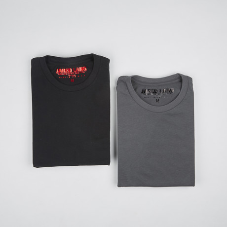 Premium Crew Neck T-Shirt // Black + Charcoal // Pack of 2 (S)