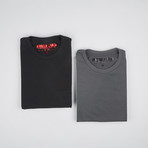 Premium Crew Neck T-Shirt // Black + Charcoal // Pack of 2 (M)