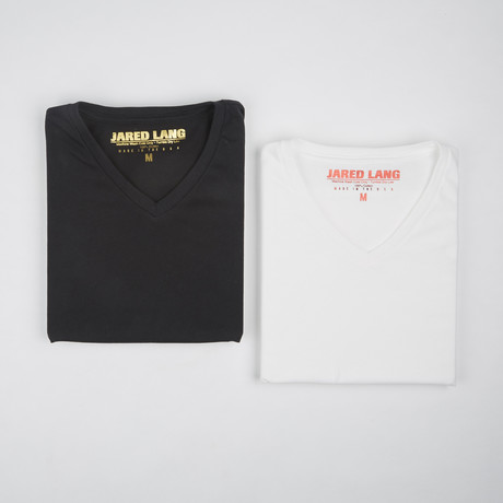 Premium V-Neck T-Shirt // Black + White // Pack of 2 (S)